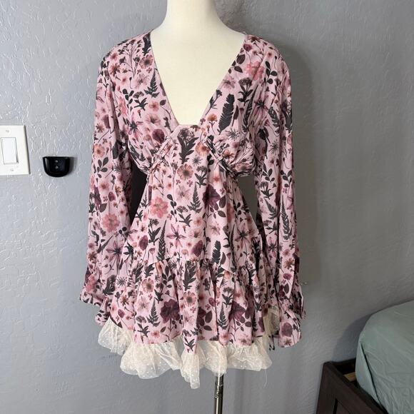 Dollskill Current Mood Dreamy Dusk Mini Dress, Floral, M - Picture 1 of 7